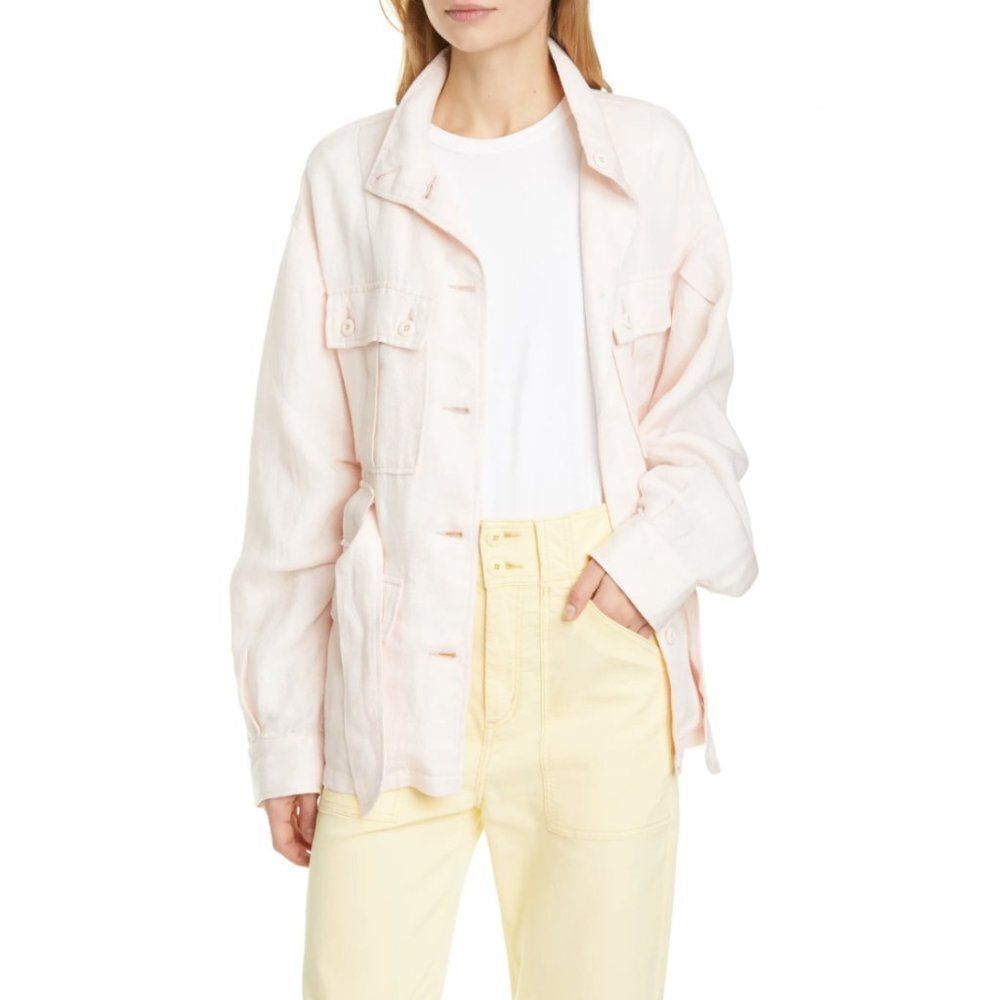 Joie Sirena Belted Linen Blend Utility Jacket